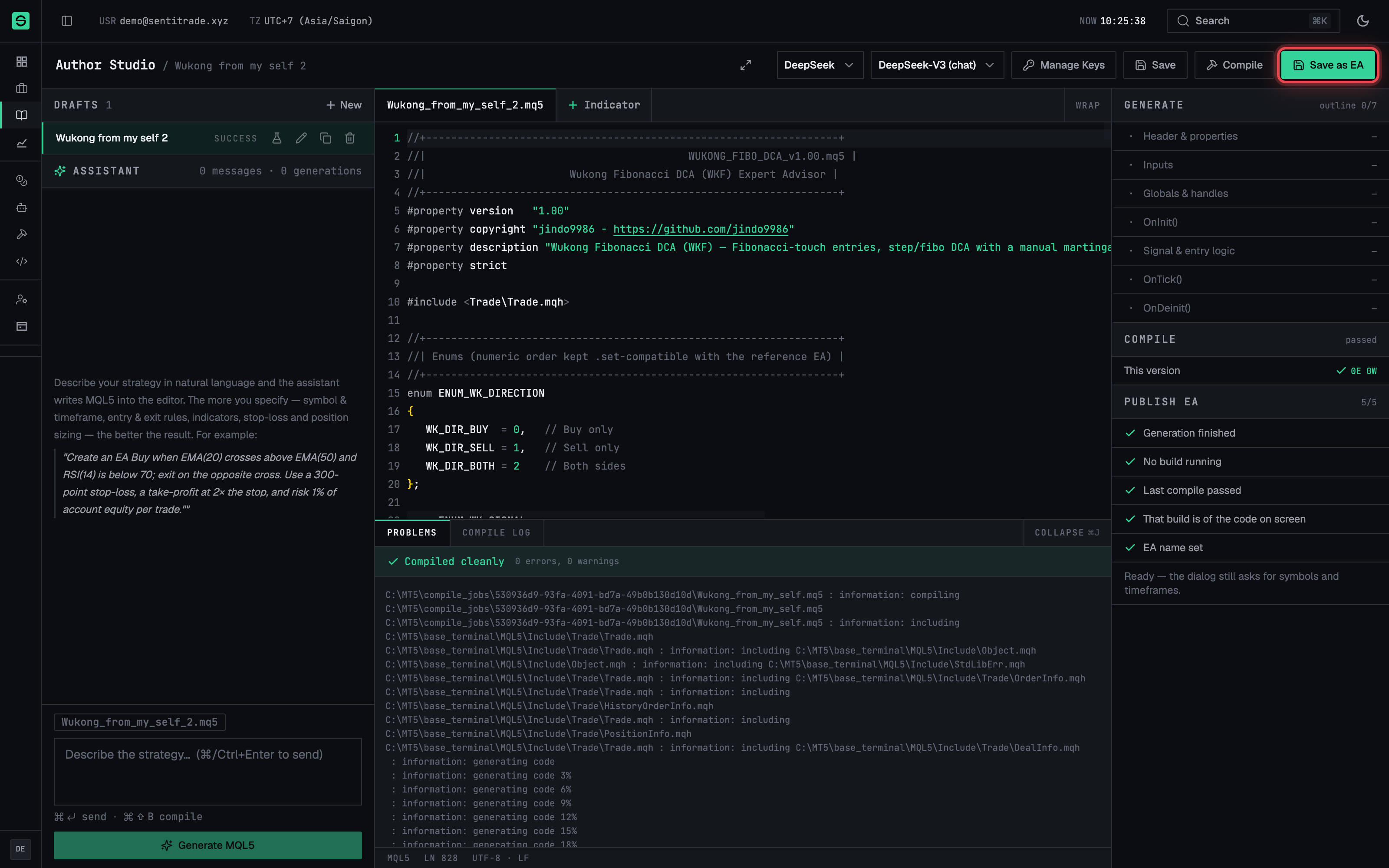 The Save as private EA dialog with auto-extracted inputs
